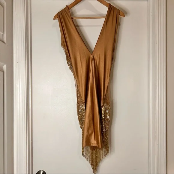 LoveSohnaDesigns Elegant Gold Embellished Mini Dress - (Custom Size) - Picture 5 of 15